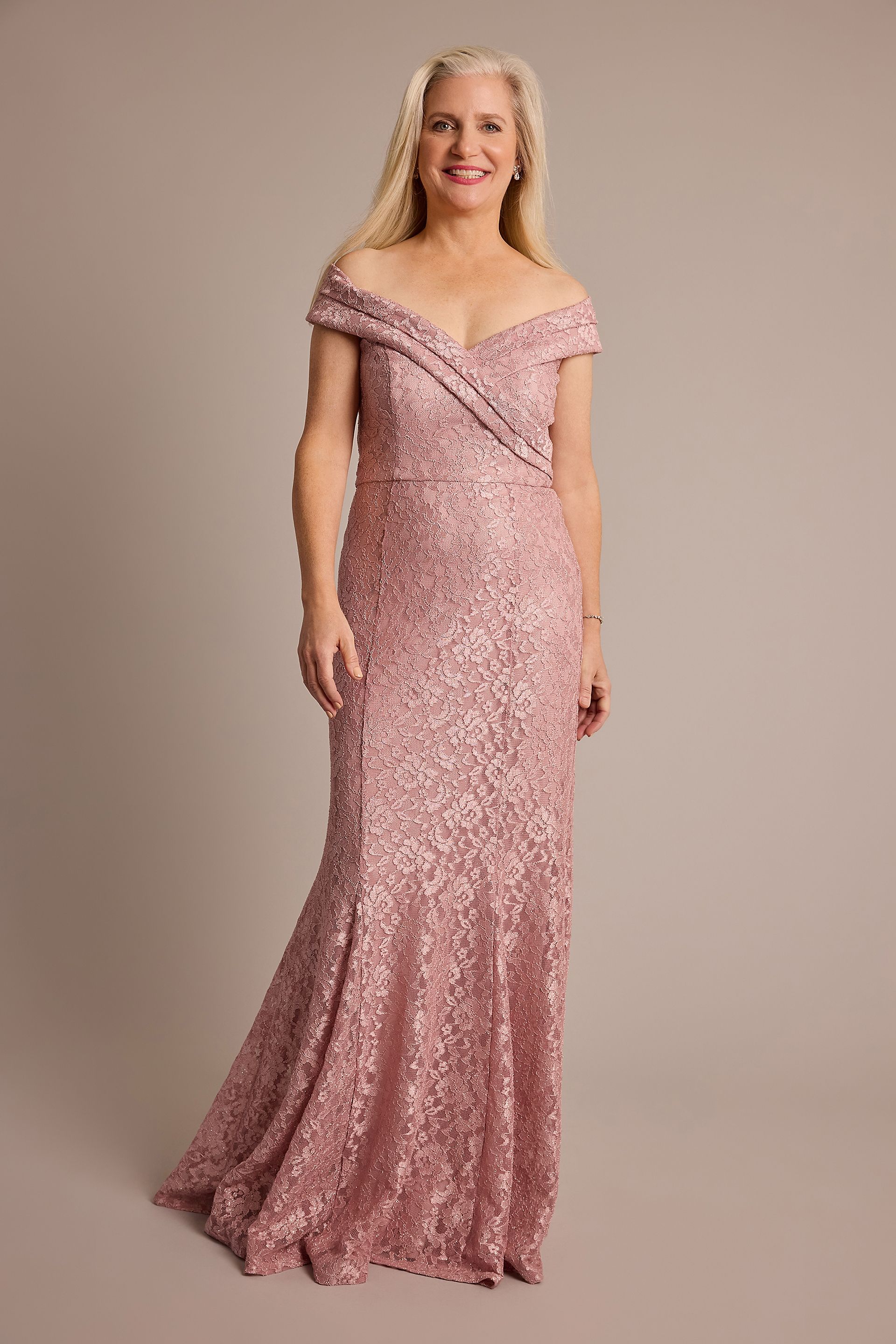 Picture of Stretch Lace Off-the-Shoulder Mermaid Dress